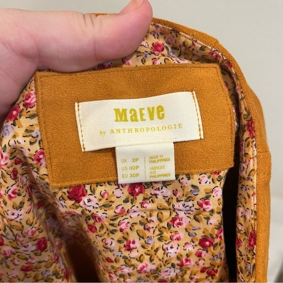 Anthropologie Maeve cosmina yellow vegan faux suede high low midi skirt size 00p - Picture 8 of 12